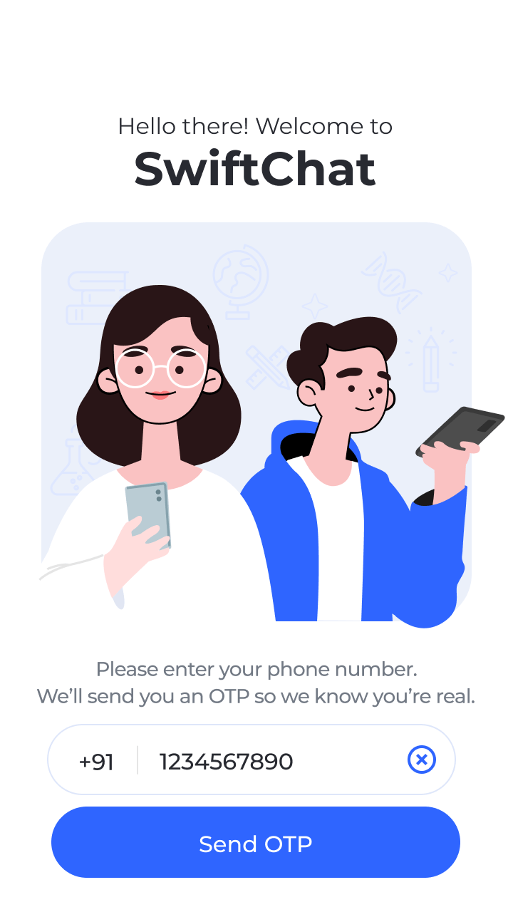 First-time users are prompted to enter their phone number and click on ‘Send OTP’